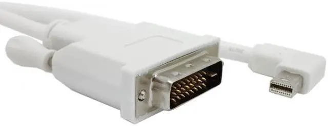 Alt view image 6 of 7 - Jimier Cable White color Left Angled 90 degree Mini DisplayPort DP Male Source to DVI Male Sink Monitor Cable 5ft 1.5m
