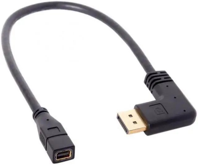 Alt view image 7 of 7 - Jimier CY DP-048-RI Right Angled DP DisplayPort 90 Degree to Mini DP DisplayPort Female Cable for Displays Monitors