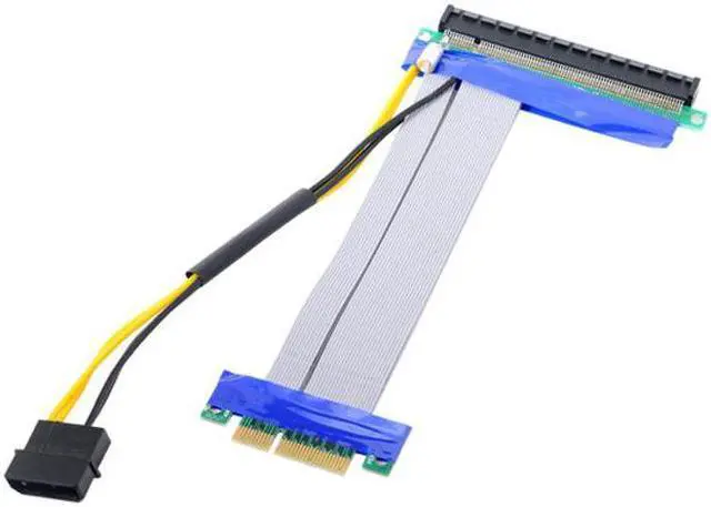 Alt view image 6 of 7 - Chenyang Cable PCI-E Express 4x to 16x Flex Cable Extender Converter Riser Card Adapter with 4pin Power 15cm