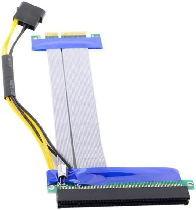 Alt view image 7 of 7 - Chenyang Cable PCI-E Express 4x to 16x Flex Cable Extender Converter Riser Card Adapter with 4pin Power 15cm