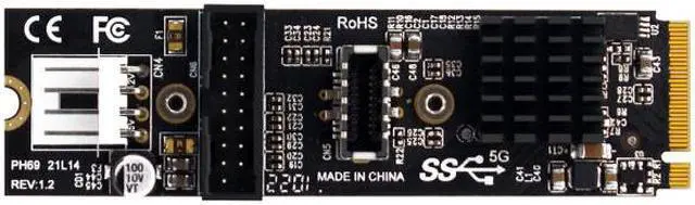 Alt view image 3 of 7 - Jimier CY EP-018 5Gbps Type-E USB 3.1 Front Panel SocketUSB 2.0 to NVME NGFF M-Key Express Card VL805 Adapter for Motherboard