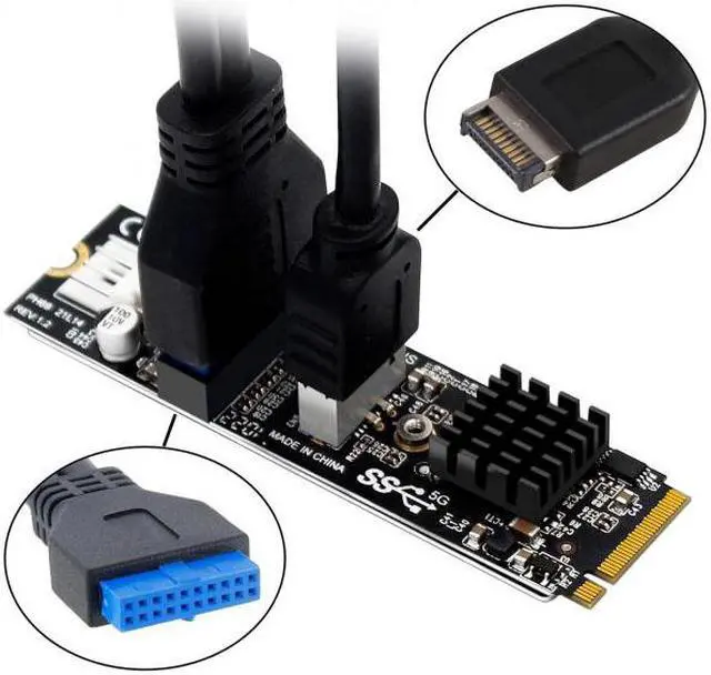 Alt view image 6 of 7 - Jimier CY EP-018 5Gbps Type-E USB 3.1 Front Panel SocketUSB 2.0 to NVME NGFF M-Key Express Card VL805 Adapter for Motherboard