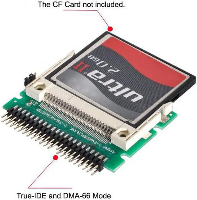 Alt view image 4 of 7 - Jimier Cable CF Compact Flash Merory Card to Laptop 2.5" 44 Pins Male IDE Hard Disk Drive HDD SSD Adapter