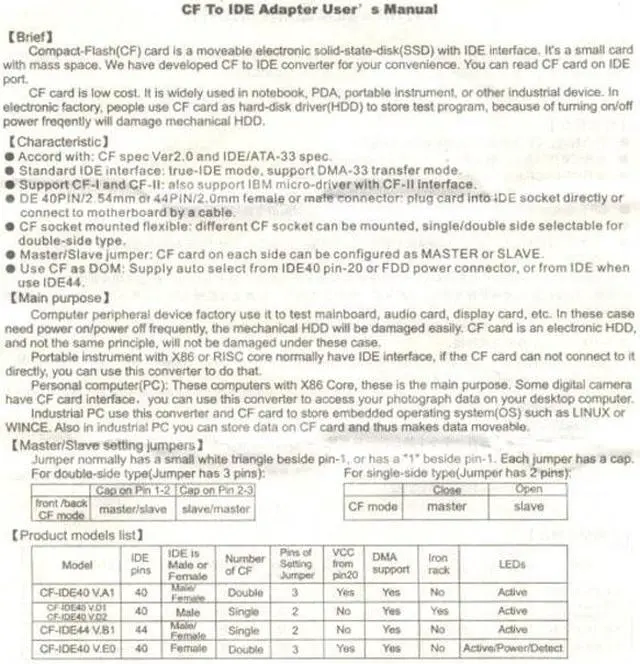 Alt view image 6 of 7 - Shenzhong CF Compact Flash Memory Card to 50pin 1.8 Inch IDE Hard Drive SSD Converter Adapter