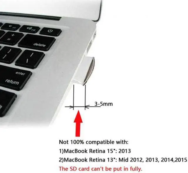 Alt view image 7 of 7 - CYSM Micro SD TF to SD Card Kit Mini Adaptor for Extra Storage Macbook Air / Pro / Retina White