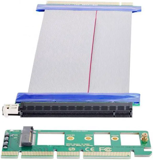 Alt view image 3 of 7 - KAIBOXIXI NGFF M-key NVME AHCI SSD to PCI-E 3.0 16x x16 Vertical Adapter with Cable Male to Female Extension