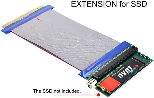 Alt view image 5 of 7 - KAIBOXIXI NGFF M-key NVME AHCI SSD to PCI-E 3.0 16x x16 Vertical Adapter with Cable Male to Female Extension