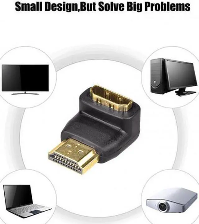 Alt view image 7 of 7 - KAIBOXIXI 90 Degree Down Angled HDMI 1.4 Male to Female Extension Adapter Converter