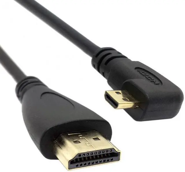 Alt view image 3 of 7 - Chenyang Cable Right Angled 90 Degree Micro HDMI to HDMI Male HDTV Cable for Cell Phone & Tablet & Camera