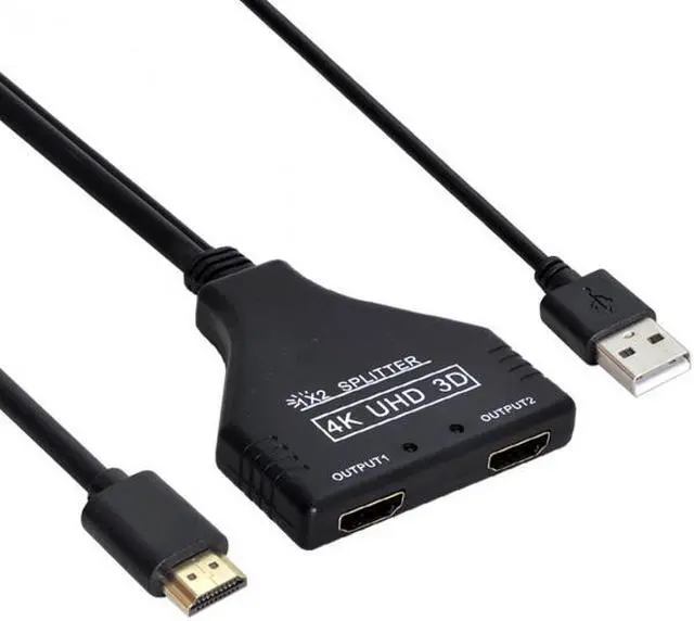 Alt view image 7 of 7 - KAIBOXIXI HDMI-Compatible 1.3 to Dual Female Splitter Switch Extension Adapter Cable with Power for HDTV Laptop 1080P