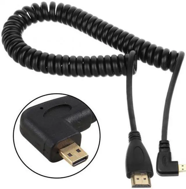 Alt view image 6 of 7 - Chenyang Cable Stretch Left Angled 90 Degree Micro HDMI to HDMI Male HDTV Cable for Cell Phone & Tablet & Camera