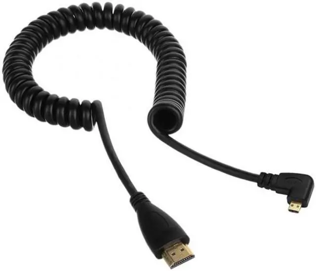 Alt view image 3 of 7 - Chenyang Cable Stretch Right Angled 90 Degree Micro HDMI to HDMI Male HDTV Cable for Cell Phone & Tablet & Camera
