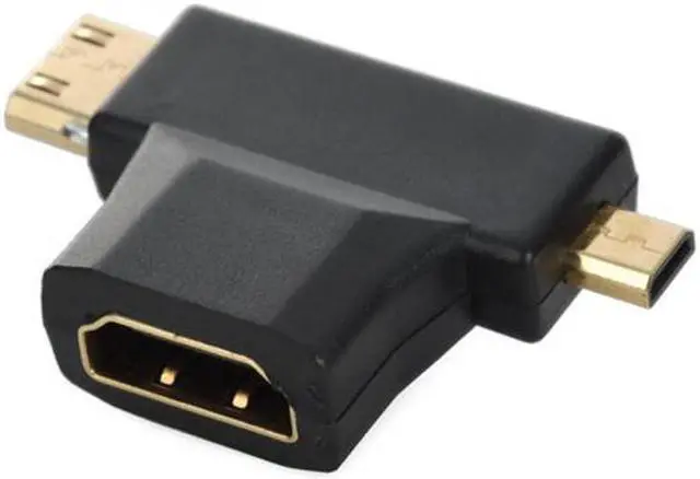 Alt view image 5 of 7 - KAIBOXIXI Micro HDMI male Mini HDMI male to HDMI 1.4 Female 90 degree 2 in 1 combo adapter