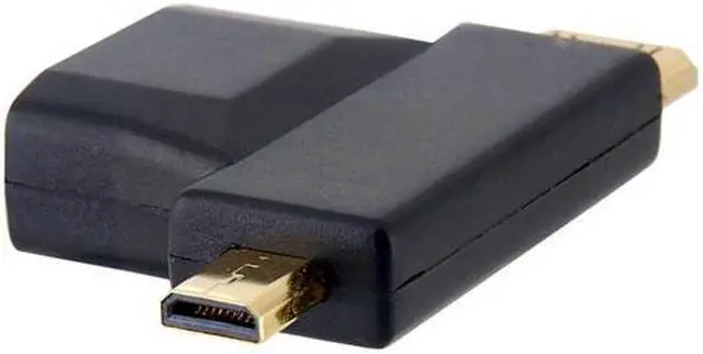 Alt view image 7 of 7 - KAIBOXIXI Micro HDMI male Mini HDMI male to HDMI 1.4 Female 90 degree 2 in 1 combo adapter