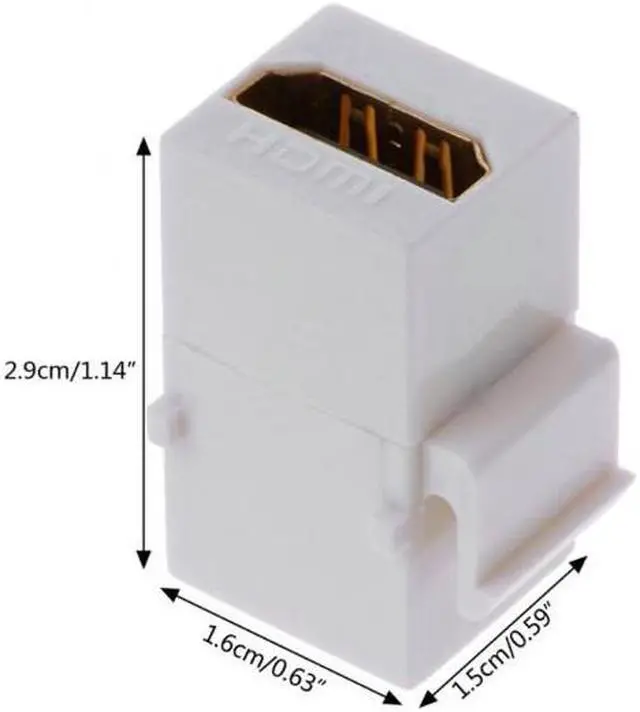 Alt view image 6 of 7 - Cablecc CY HD-168-WH HDMI 1.4 Snap-in Female to Female F/F Keystone Jack Coupler Adapter for Wall Plate White