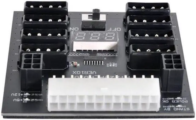 Alt view image 7 of 7 - HKCY PW-005 ATX PSU Server Power Board 24Pin to IDE 8x 4Pin +2x 6Pin Power Supply Board for CHIA ETH BTC Mining Miner