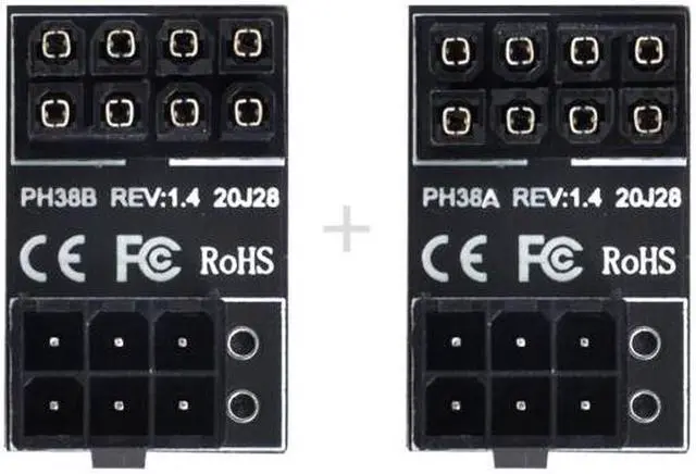 Alt view image 2 of 7 - Chenyang PW-024 ATX 6Pin Female to 8pin Male 180 Degree Angled Power Adapter for Desktops Graphics Card