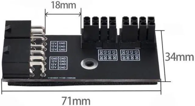 Alt view image 2 of 7 - Chenyang Cable Dual ATX 8Pin Female to 6+8pin Male 180 Degree Angled Power Adapter for NVIDIA 3080 3090 Graphics Card GPU