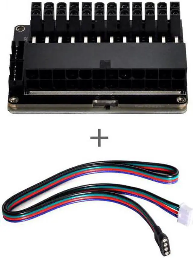 Alt view image 4 of 7 - Jimier Cable ATX 24Pin Female to 24pin Male 90 Degree Power Adapter Mainboard Motherboard With RGB Led for Desktops PC Supply
