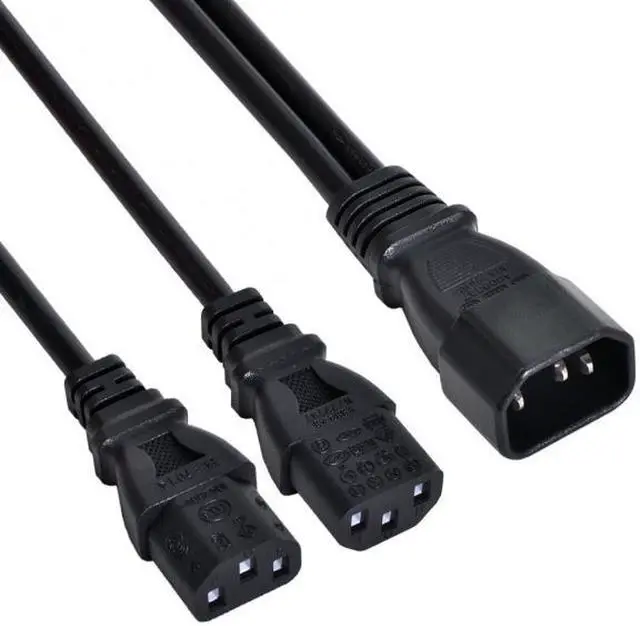 Alt view image 2 of 7 - Chenyang Cable Single C14 to Dual C13 5-13R Short Power Y Type Splitter Adapter Cable Cord
