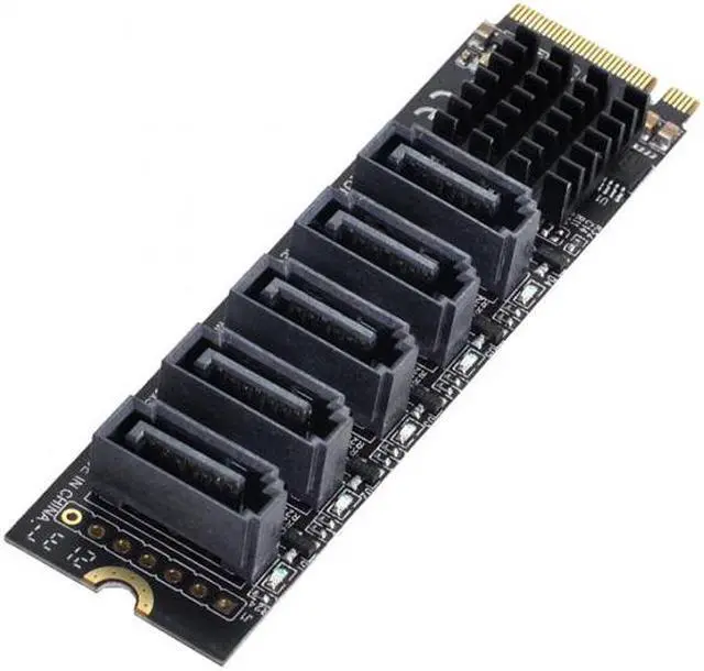 Alt view image 7 of 7 - Chenyang Cable NGFF NVME M-Key PCI Express to SATA 3.0 6Gbps 5 Ports Adapter Converter Hard Drive Extension Card JMB585 2280