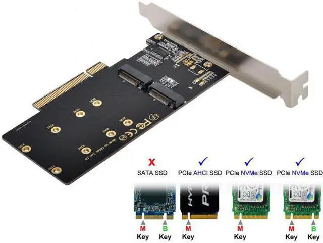 Alt view image 4 of 7 - Chenyang Cable Dual 2X NVME M.2 AHCI to PCIE Express 3.0 Gen3 X8 X16 Raid Card VROC Raid0 Hyper Adapter
