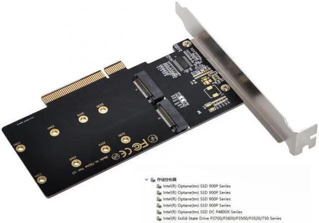 Alt view image 7 of 7 - Chenyang Cable Dual 2X NVME M.2 AHCI to PCIE Express 3.0 Gen3 X8 X16 Raid Card VROC Raid0 Hyper Adapter