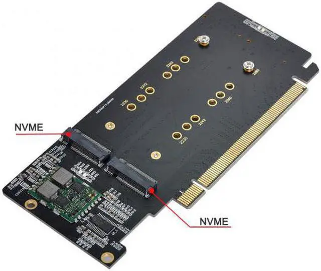 Alt view image 2 of 7 - Chenyang Cable 4X NVME M.2 AHCI to PCIE Express 3.0 Gen3 X16 Raid Card VROC Raid0 Hyper Adapter