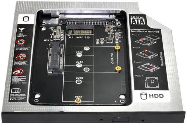Alt view image 6 of 7 - Chenyang Cable MSATA NGFF B/M-key SSD to Slimline SATA 13Pin Caddy Case for 9.5mm Universal Laptop CD / DVD-ROM Optical Bay
