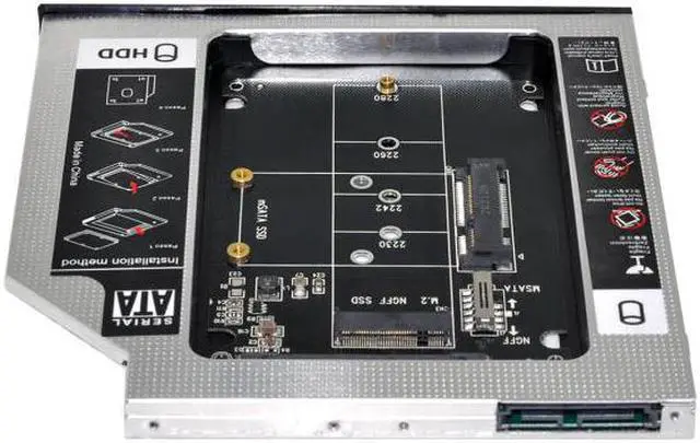 Alt view image 5 of 7 - Chenyang Cable MSATA NGFF B/M-key SSD to Slimline SATA 13Pin Caddy Case for 9.5mm Universal Laptop CD / DVD-ROM Optical Bay