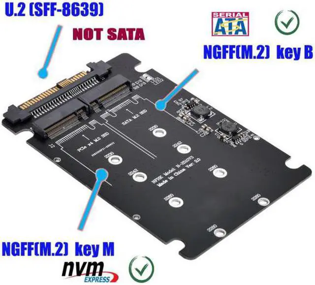 Alt view image 2 of 7 - Chenyang Cable SFF-8639 NVME U.2 to Combo NGFF M.2 M-key SATA PCIe SSD Adapter for Mainboard Replace SSD 750 p3600 p3700