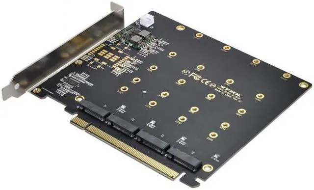 Alt view image 5 of 7 - Chenyang Cable 4X NVME M.2 AHCI to PCI-E Express 3.0 Gen3 X16 Raid Card with Fan VROC Raid0 Hyper Adapter