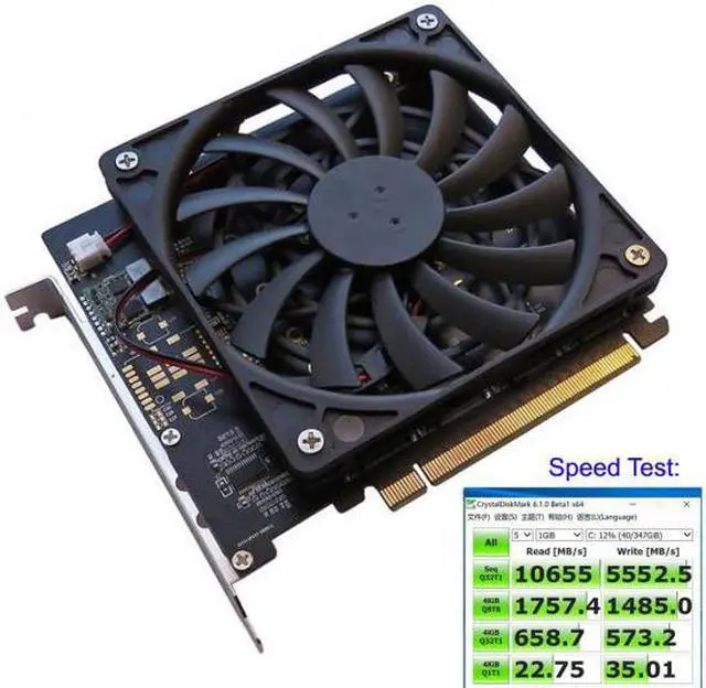 Alt view image 4 of 7 - Chenyang Cable 4X NVME M.2 AHCI to PCI-E Express 3.0 Gen3 X16 Raid Card with Fan VROC Raid0 Hyper Adapter