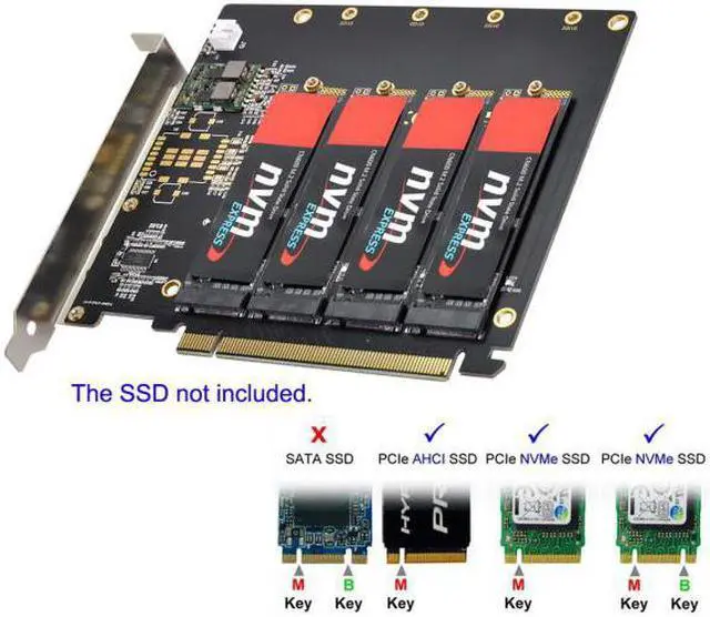 Main image of Chenyang Cable 4X NVME M.2 AHCI to PCI-E Express 3.0 Gen3 X16 Raid Card with Fan VROC Raid0 Hyper Adapter