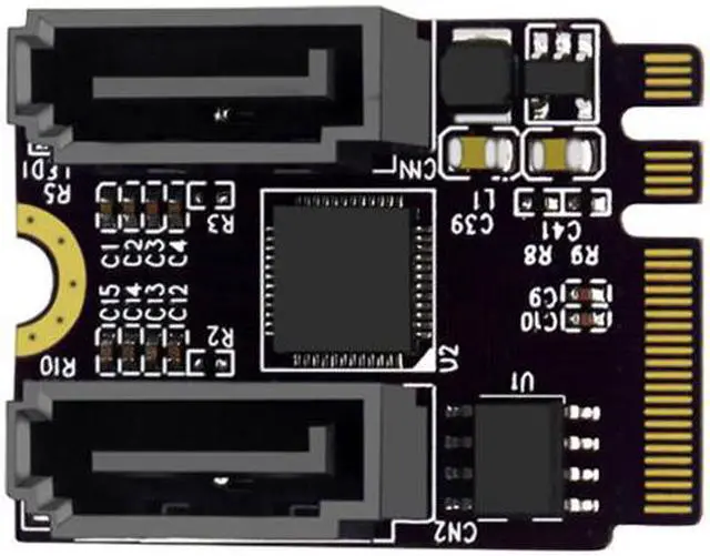 Alt view image 7 of 7 - Jimier Cable NGFF Key A+E PCI Express to SATA 3.0 6Gbps Dual Ports Adapter Converter Hard Drive Extension Card JMB582 2230