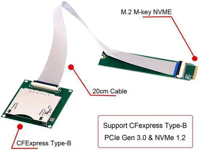 Alt view image 7 of 7 - Cablecc CY SA-038 NGFF M.2 NVMe Mainboard to CF Express Extension Cable M2 M-key for CFE Type-B Support R5 Z6 Z7 Memory Card