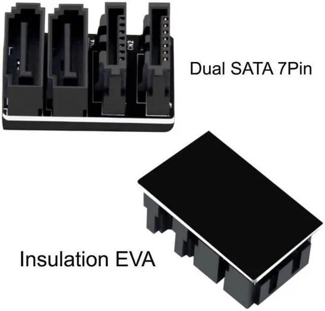 Alt view image 3 of 7 - Chenyang Cable Dual SATA 7Pin Female to 7Pin Male 360 Degree Angled Adapter Low Profile for Desktops SSD HDD Mainboard Motherboard