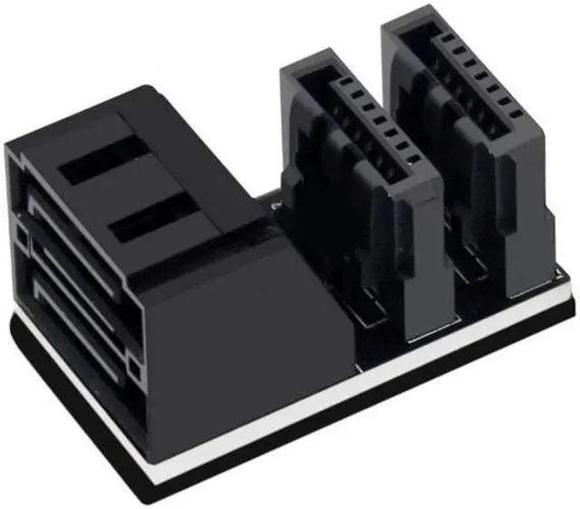 Alt view image 4 of 7 - KAIBOXIXI Dual SATA 7Pin Female to 7Pin Male Vertical 90 Degree Angled Adapter Low Profile for Desktops SSD HDD Mainboard Motherboard