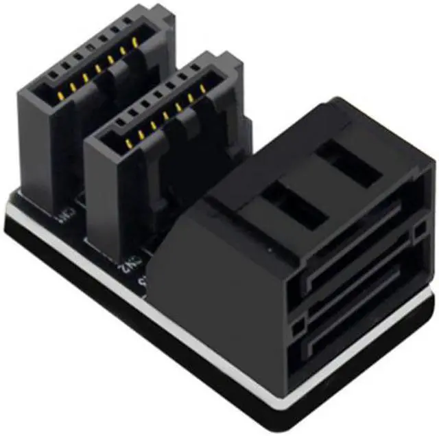 Alt view image 3 of 7 - KAIBOXIXI Dual SATA 7Pin Female to 7Pin Male Vertical 90 Degree Angled Adapter Low Profile for Desktops SSD HDD Mainboard Motherboard