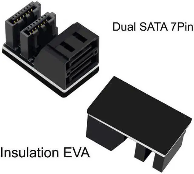 Alt view image 5 of 7 - KAIBOXIXI Dual SATA 7Pin Female to 7Pin Male Vertical 90 Degree Angled Adapter Low Profile for Desktops SSD HDD Mainboard Motherboard