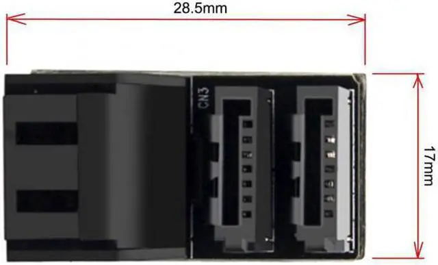 Alt view image 6 of 7 - KAIBOXIXI Dual SATA 7Pin Female to 7Pin Male Vertical 90 Degree Angled Adapter Low Profile for Desktops SSD HDD Mainboard Motherboard