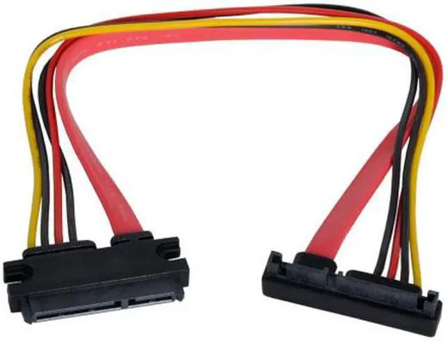 Alt view image 5 of 7 - Xiwai Cable Down Angled SATA III 3.0 7+15 22 Pin SATA Male to Female Data Power Extension Cable 30cm