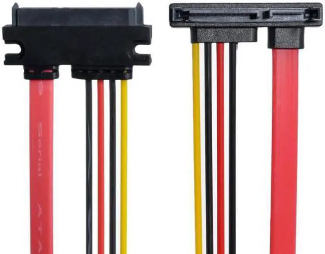 Alt view image 7 of 7 - Xiwai Cable Down Angled SATA III 3.0 7+15 22 Pin SATA Male to Female Data Power Extension Cable 30cm