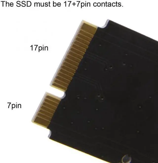 Alt view image 6 of 7 - Jimier CY SA-071 PCBA 12+6pin SSD HDD to SATA 22Pin Hard Disk Cartridge Drive for Apple 2010 2011 Macbook Air A1369 A1370 SSD