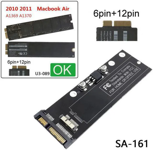 Alt view image 5 of 7 - Jimier CY SA-071 PCBA 12+6pin SSD HDD to SATA 22Pin Hard Disk Cartridge Drive for Apple 2010 2011 Macbook Air A1369 A1370 SSD