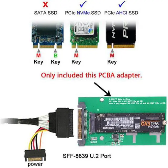 Alt view image 6 of 7 - CYSM SFF-8639 NVME U.2 to NGFF M.2 M-key PCIe SSD Adapter for Mainboard Replace Intel SSD 750 p3600 p3700