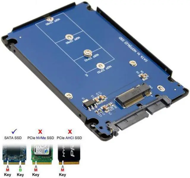 Alt view image 7 of 7 - Chenyang Cable B+M Key Socket 2 M.2 NGFF (SATA) SSD to 2.5 SATA Adapter Card Adapter with Black Metal Case