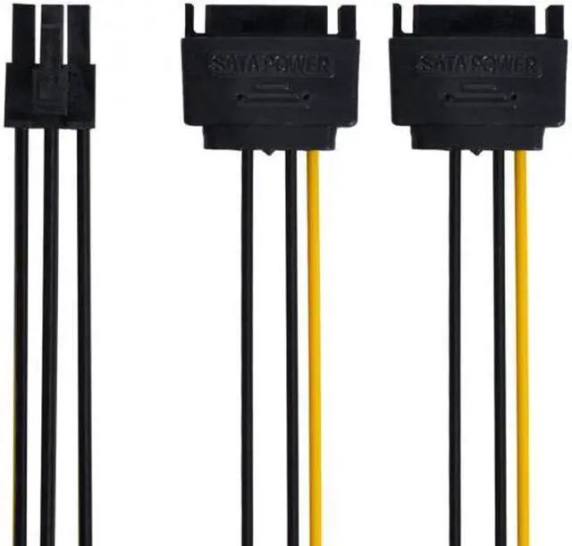 Alt view image 6 of 7 - KAIBOXIXI Dual two SATA 15 Pin Male M to PCI-e Express Card 6 Pin Female Graphics Video Card Power Cable 15cm