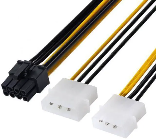 Alt view image 7 of 7 - Chenyang Cable Dual Molex 4pin IDE to 8 Pin PCI-E Power Lead Cable for Asus MSI VGA Video Graphic Card