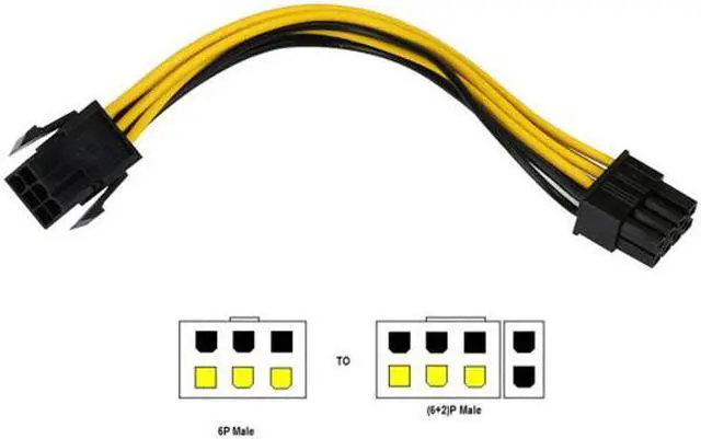 Alt view image 2 of 7 - Xiwai Cable PCI-E PCI Express 6 Pin Male to 8 Pin Female Video Card Extension Power Cable